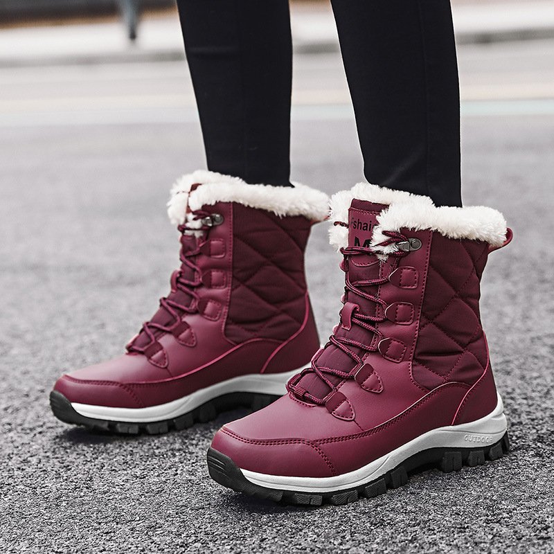 Women Fleece Lined Winter Snow Boots High Top Warm Cotton Shoes - Image 3