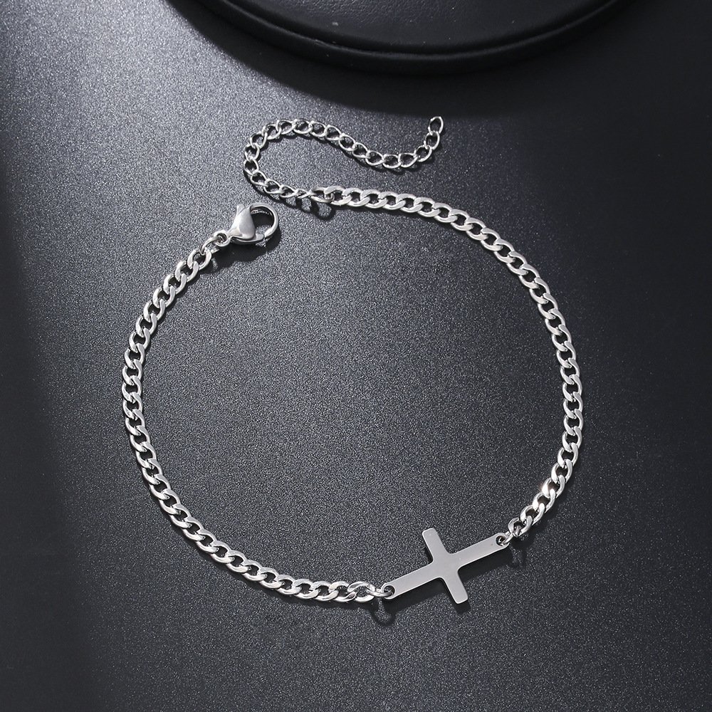 Geometric stainless steel triangle NK chain bracelet men hip hop cross love charm bracelet for women - Image 2