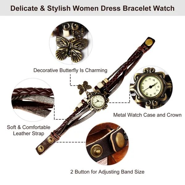 Vintage Women's Watch Bohemian Handmade Leather Watch - Image 3