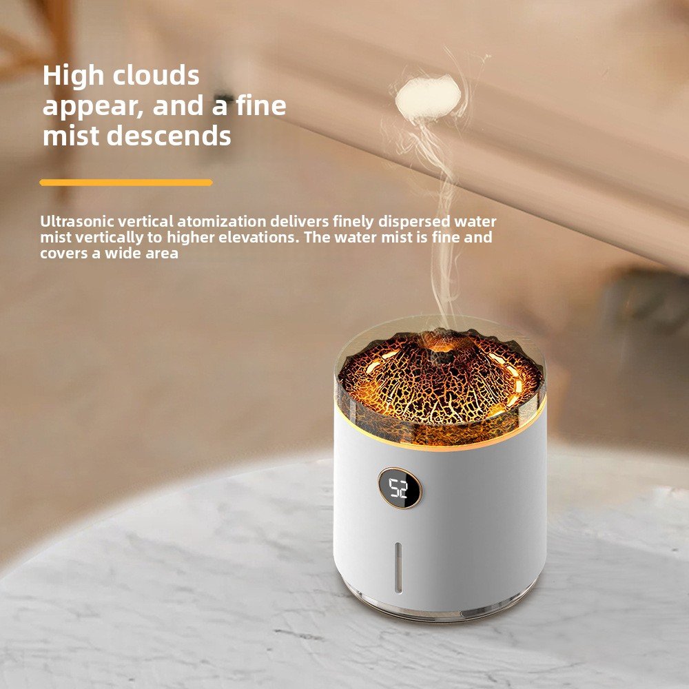USB rechargeable aroma humidifier with flame effect