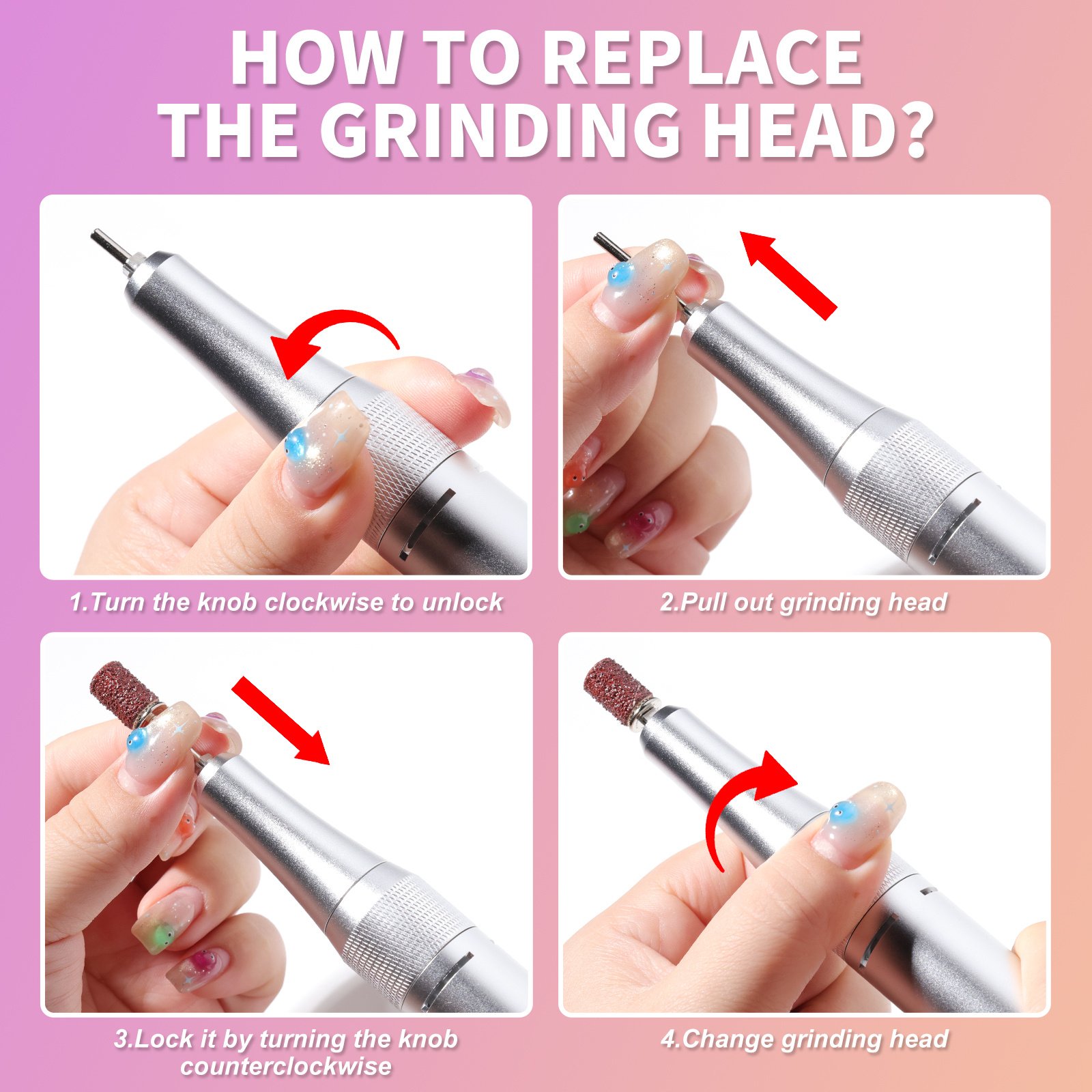 Rechargeable Nail Drill 45000 RPM - Electric Nail File For Shaping, Removing & Polishing Gel Nails-Lightweight & Easy To Use-Perfect For Home & Salon Manicure Pedicure - Image 2