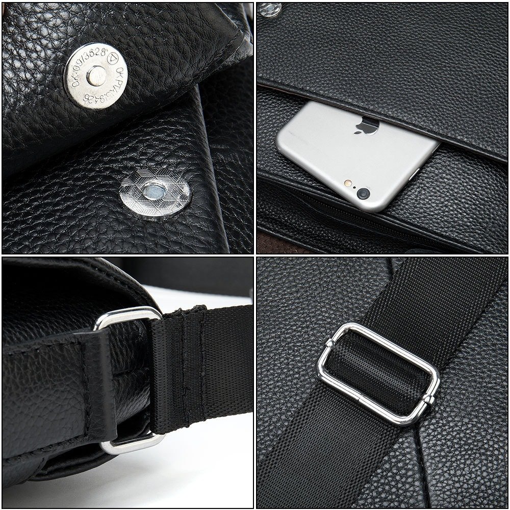 Cowhide Men's Shoulder Bag, Casual Cowhide Flap-Style Shoulder Bag for Men, Trendy and Versatile Commuter Crossbody Bag - Image 4