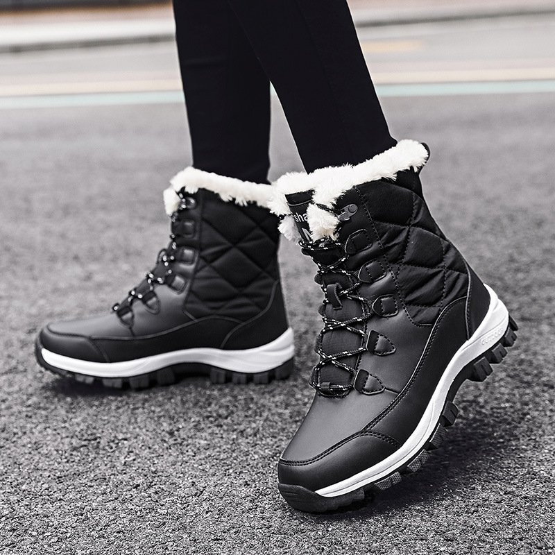 Women Fleece Lined Winter Snow Boots High Top Warm Cotton Shoes - Image 2